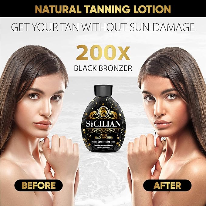 The Sicilian 200X Black Bronzer Dark Tanning Lotion Indoor Tanning Beds &amp Outdoor Bronzing Sun Tan Lotion