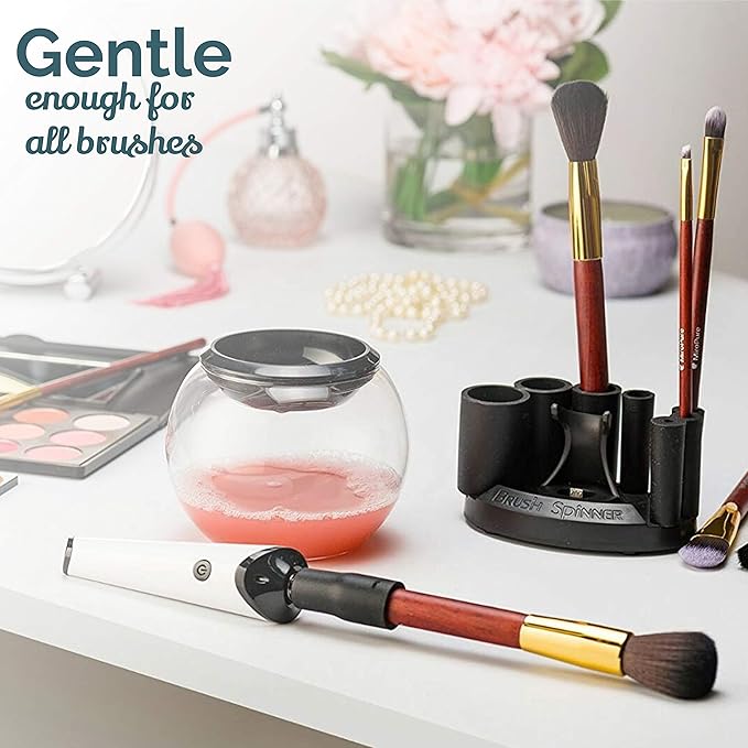 Luxe Electric Makeup Brush Cleaner Machine with Cleaning Solution - USB Charging Station Automatic Brush Washer and Dryer - 3 Adjustable Speeds for Easy Cleaning - Complete Set for Hygienic Brushes
