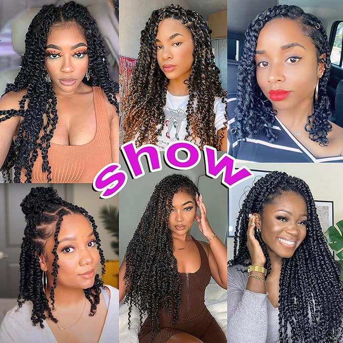 Bileaf Passion Twist Hair 10 Inch Crochet Hair Pre Lopped Crochet Boho Passion Twist Crochet Hair 8 Packs Bohemian Short Crochet Twist Braiding Hair Passion Twists Ombre Color 4-30