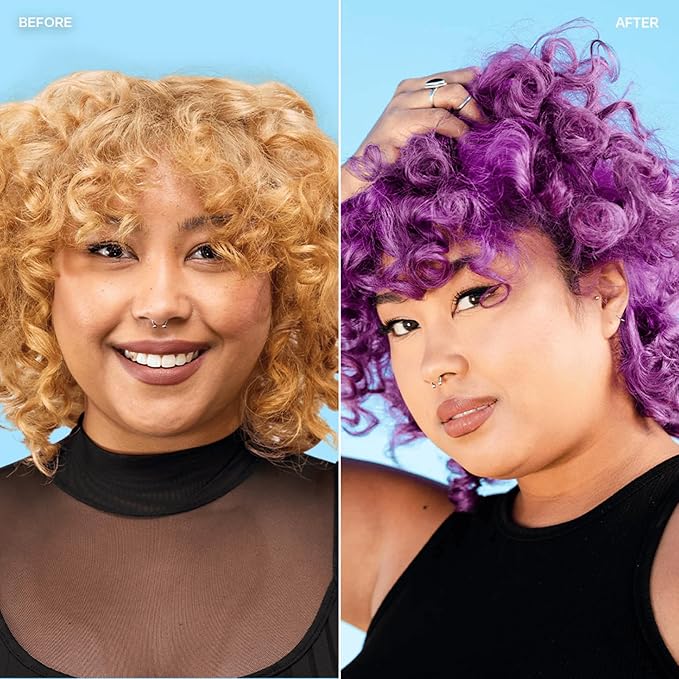 Overtone Semi Permanent Hair Color Conditioner Vibrant Purple 8 oz Nourishing Damage-Free Color Depositing Mask for All Hair Types with Shea Butter &amp Coconut Oil Vegan &amp Cruelty-Free