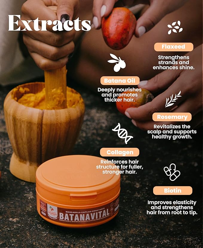 Batanavital Deep Hair Mask with Batana Oil Intense Repair &amp Moisture Treatment for Dry Damaged Thinning Hair. Fuller Stronger Shinier Hair. Natural Ingredients 8.45 fl oz