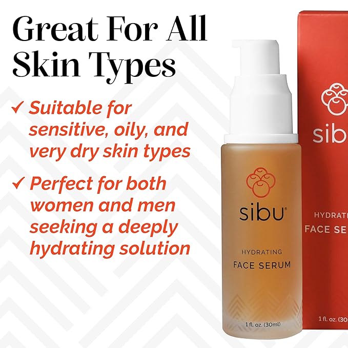 Sibu Hydrating Facial Serum Made From Premium Sea Buckthorn Oil &amp Hyaluronic Acid (1oz) ? Hydrates Dry Skin Brightens Complexion &amp Reduces Blemishes