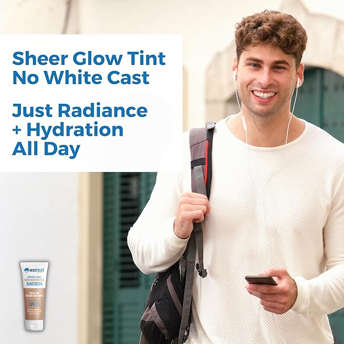 Waxhead Tinted Mineral Sunscreen for Face ? Sheer Glow BB Cream Moisturizer with SPF?31 Non-Nano Zinc Oxide Unscented Non?Comedogenic Mineral Facial Sunscreen Wear under Makeup (Medium Tint 4oz)