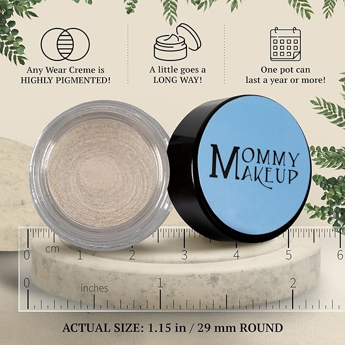 Mommy Makeup Any Wear Creme Eyeshadow - Waterproof Crease-Proof Long Lasting High Pigment Oil-free - Cream to Powder for Eyes Cheeks &amp Lips (Starlight)