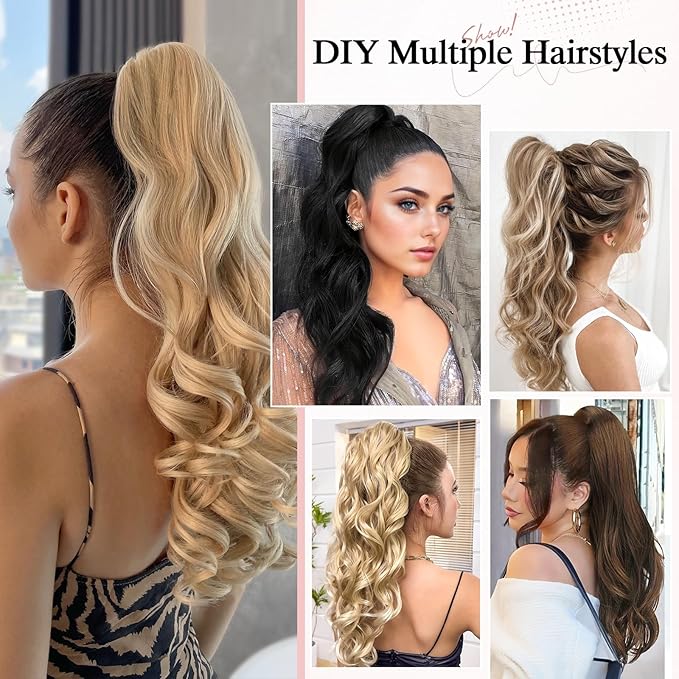 Claw Clip Ponytail Extension Human Hair Long Straight Clip in Ponytail Hair Extensions Real Hair Ponytail Extension22inch #4 Chocalate Brown120g