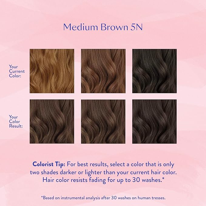 eSalon Permanent Hair Color &amp Dye Kit - Medium Brown - Personal Colorist for Up To 100% Gray Coverage All Hair Types - Professional-Grade Ammonia-Free Hair Dye