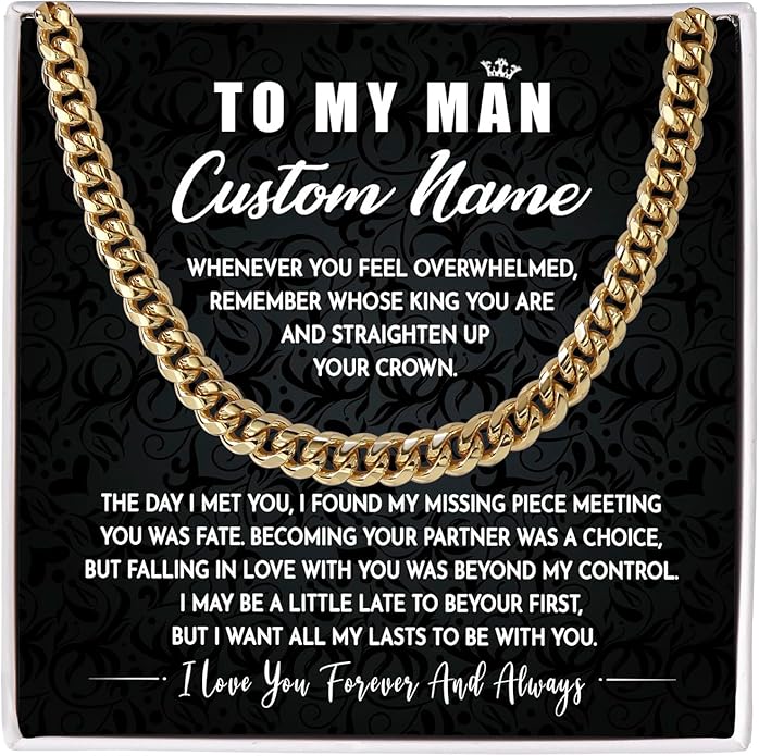 To My Man Necklace Custom Cuban Chain Necklace Gift For Husband Valentine Gift For Men Anniversary Birthday Gift For Him Husband Necklace From Wife Boyfriend Jewelry From Girlfriend