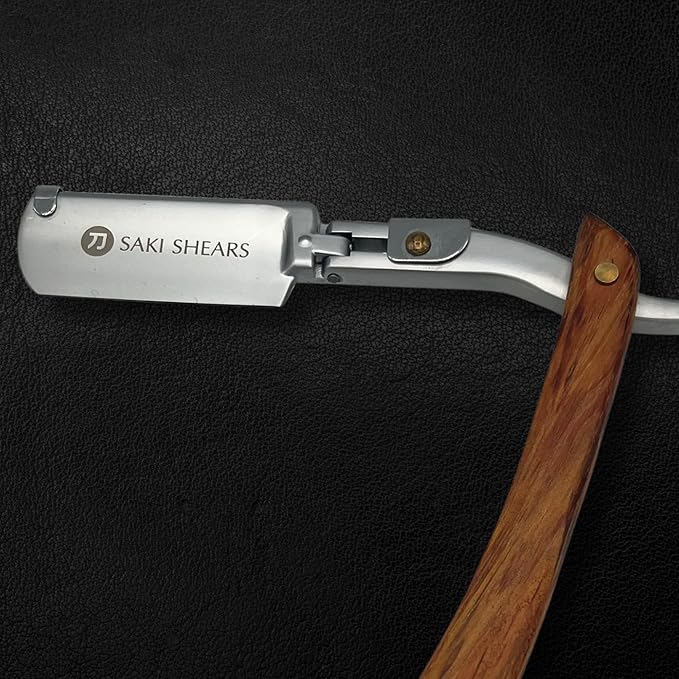 Straight Edge Traditional Shaving Razor with Disposable Blades - Cutthroat Men's Shave (Brown)
