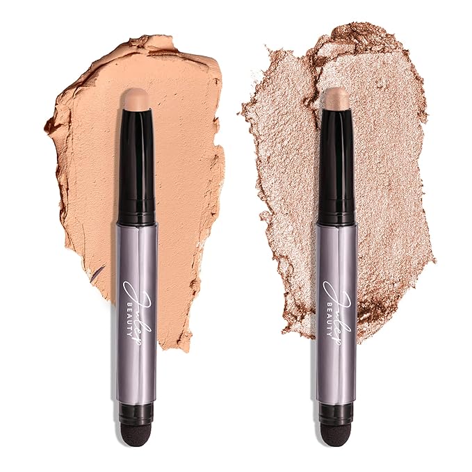 Julep Eyeshadow 101 Cr?me-to-Powder Waterproof Eyeshadow Stick Duo ? Long-Lasting Crease-Proof Easy Apply with Built-in Smudger - Desert &amp Champagne