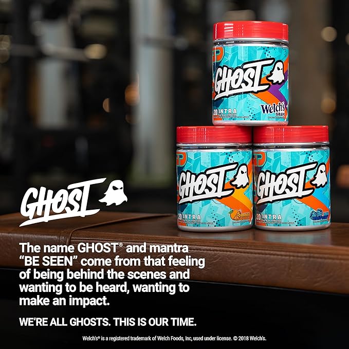 GHOST Intra Workout Powder Blue Raspberry - BCAAs &amp EAAs Nootropics &amp Hydration - Essential &amp Branch Chain Amino Acids Supports Muscle Recovery &amp Focus - Pre Intra &amp Post Work