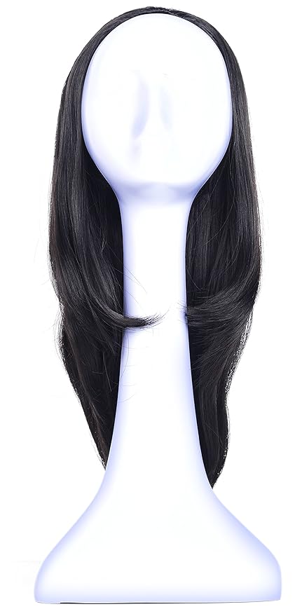 Onedor 22 Semi Curly Hair Women Ladies 3/4 Half Wig Premium Japanese Synthetic fibers Wigs with Secured Mesh Head Cap (R1)