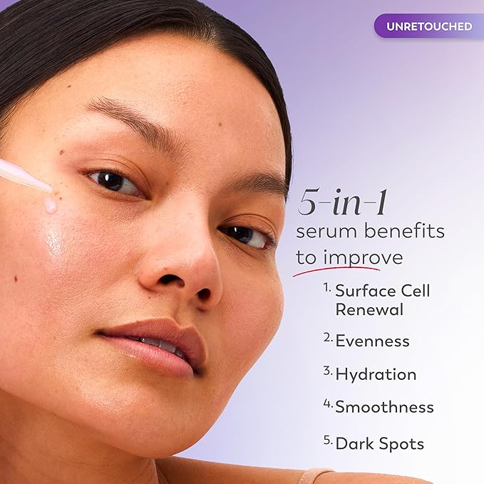 Olay Super Serum Night Repair Fragrance-Free - Niacinamide Peptide Salicylic &amp Lactic Acid Glycerin ?- 5-in-1 Skin Care Benefits - Hydrating Evens Tone Reduces Dark Spots Anti-Aging 1.0 Oz