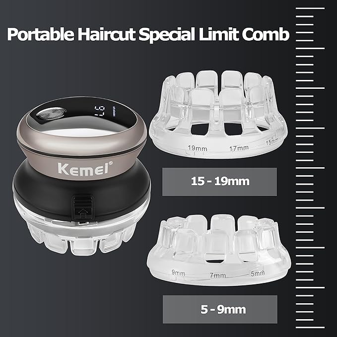 KEMEI Professional Hair Clippers for Men Automatic Circular Hair Trimmer Cordless Self-Haircut Kit with LED Display KM-887 Silvery