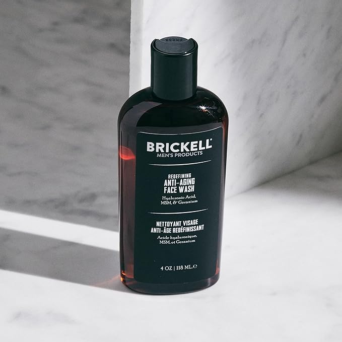 Brickell Men's Redefining Anti-Aging Face Wash For Men Natural and Organic Foaming Gel Face Wash Firms &amp Plumps Skin to Reduce Signs of Aging (Scented 4 oz)