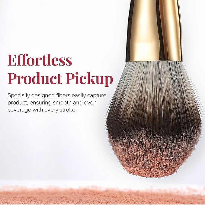 Delbar Gold Makeup Brushes by Lady of Eshgh | 8pc Full Face Makeup Brush Set with Travel Bag | Professional Make Up Brushes | Cruelty Free Natural Hair-Like Bristles