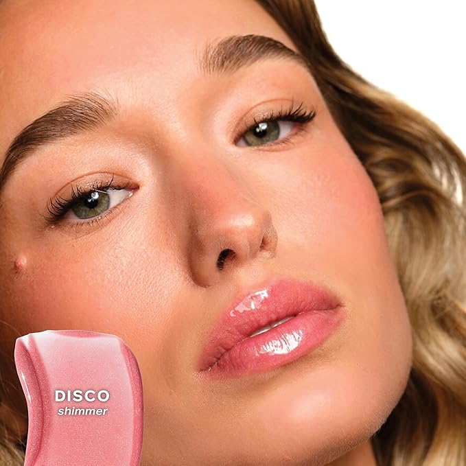 Saie Glossybounce - Hydrating Lip Gloss and Tinted Lip Oil Hybrid with Hyaluronic Acid &amp Jojoba Oil for Non-Sticky Ultra-Shiny Plump &amp Soft Lips - Everyday Makeup Essential - Disco (.17 oz)
