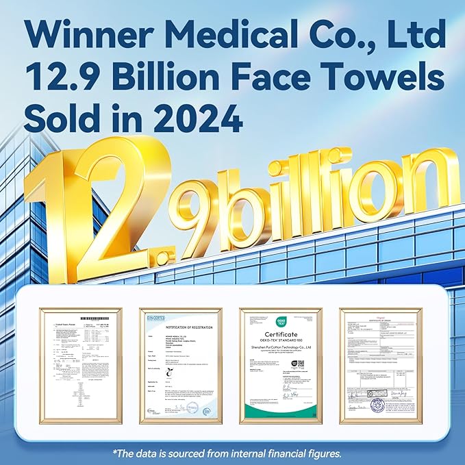Winner Soft Face Towels 100% USDA Biobased Facial Towels 6 Packs per Case 36 Bags Total