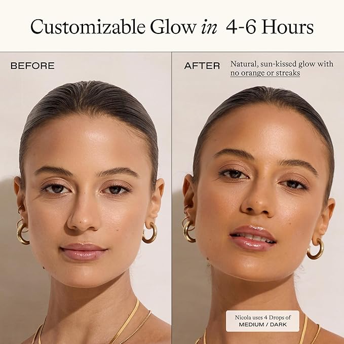 Sun Blush Glowing Self Tanning Drops Australian Made 1.0 fl.oz | Sun-Kissed Natural Face &amp Body Gradual Self Tanner with Peptides | Fragrance Free| Everyday Humans