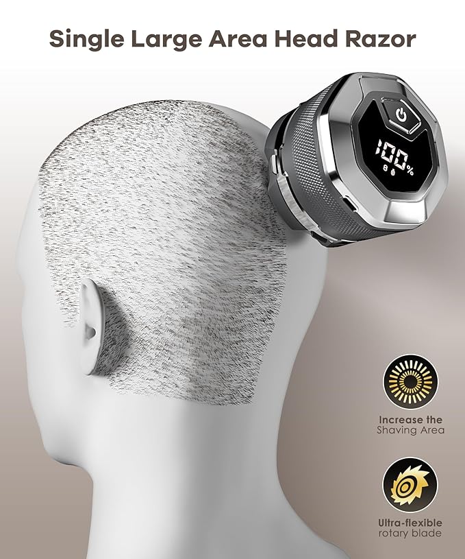 Ultimate Bald Head Shaver: Magnetic Precision 10000 RPM Power IPX8 Waterproof LED Display &amp Travel Kit