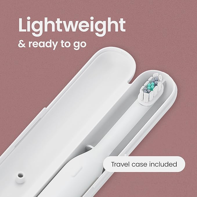 Quip Ultra Next Generation Smart Toothbrush - Timed Electric Toothbrush with Case - Replaceable Brush Head Soft Bristles Silicone Handle 30-Day Battery Life - Travel Toothbrush - Stone