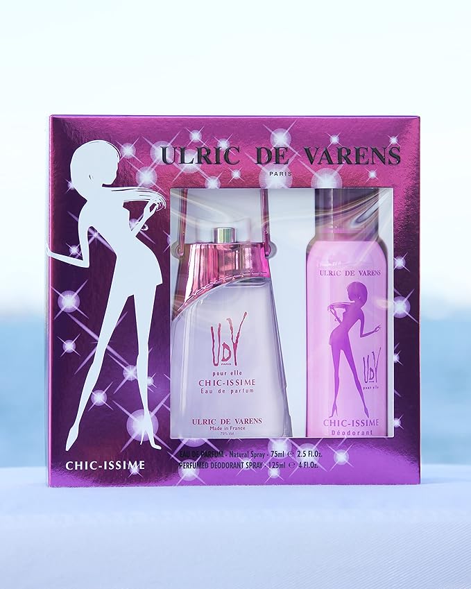 Udv Chic Issime By Ulric De Varens For Women. Set-eau De Parfum 2.5 OZ &amp Deodorant Spray 4 OZ