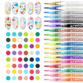 48 Colors Nail Art Pens Set Nail Polish Pens Nail Art Drawing Graffiti Marker Pen Quick Dry Waterproof Nail Art Painting Pens Kit for Home DIY Nail Art Design