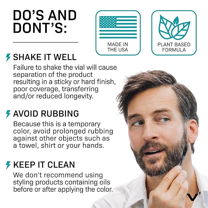 VOLT Grooming Temporary Instant Beard Color Single Pack - Quick Drying Plant Based Hypoallergenic Brush on Color for Beards Mustaches and Eyebrows - 0.35 Fl Oz (10 ml) Toffee (Light Brown)