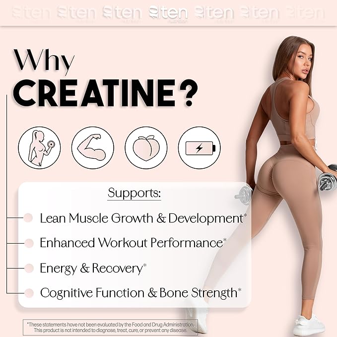 New - Creatine + Collagen for Women ? Supports Lean Muscle Growth &amp Development Booty Gain Energy &amp Recovery ? 5g Creatine Monohydrate Plus 5000mg Collagen Peptides Combo ? Unflavored 30 Se