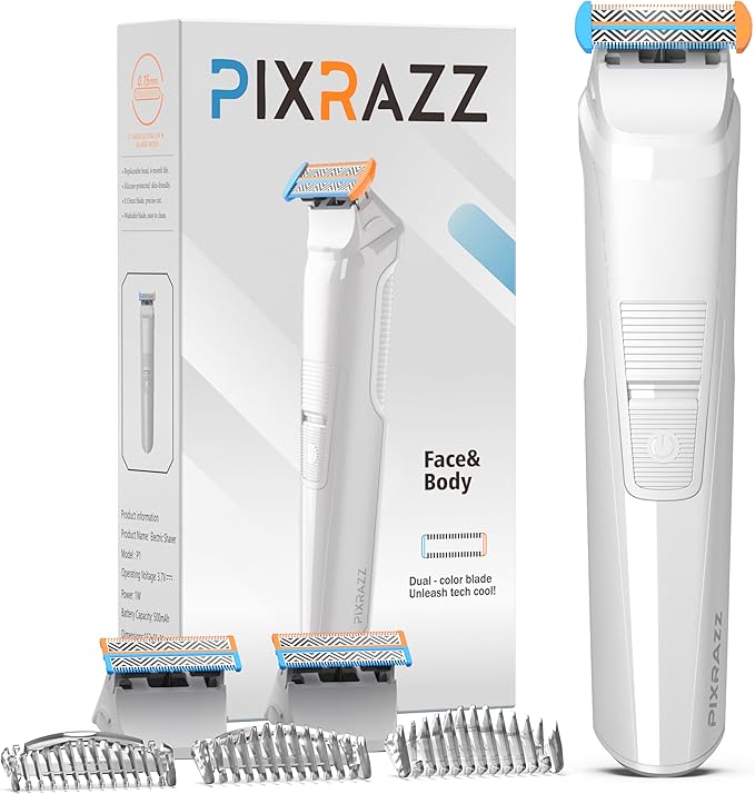 Bikini Trimmer for Women Painless Electric Shaver &amp Razor for Pubic Hair Body &amp Sensitive Skin Cordless USB Rechargeable Groomer for Travel with 2 Replacement Heads &amp 3 Guide Combs