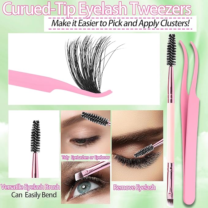 6 Box Mix Lashes Clusters Kit Gift Packs 1686Pcs with 2X Bond&ampSeal Volume Mega/Bottom Soft Extension False Eyelash D Curl Wispy Natural DIY Individual Fake Eyelashes for Beginners Bulk Pack