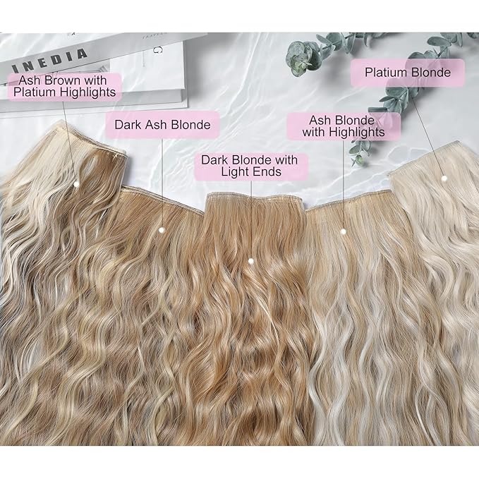 REECHO Clip in Hair Extensions 5PCS Blonde Hair Extensions 24 Thick Long Loose Waves hair extensions HE002 Invisible Lace Weft Natural Soft Hairpieces for Women ? Dark Ash Blonde