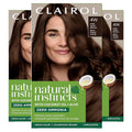 Clairol Natural Instincts Demi-Permanent Hair Dye 4W Dark Warm Brown Hair Color Pack of 3