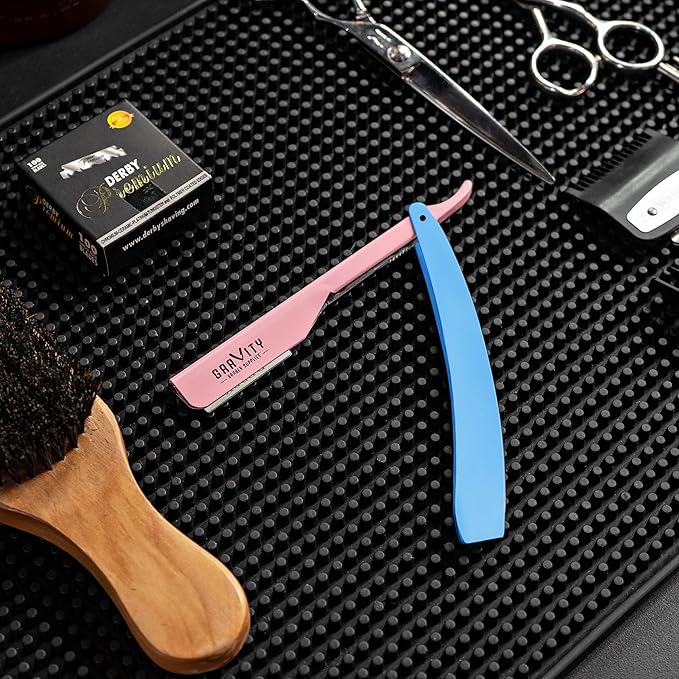 GRAVITY RAZORS Professional Straight Razor Kit ? Minimal Exposure Includes 10 Premium Blades 2mm Exposed Cotton Candy
