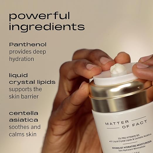 MATTER OF FACT Minimalist Hydrating Moisturizer with Pro Vitamin B5 Liquid Crystal Lipids and Centella Asiatica Lightweight Daytime Face Cream for Moisture Barrier Support 50mL / 1.6 Fl Oz