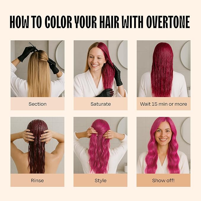 oVertone Color Depositing Conditioner - 8 oz Semi Permanent Hair Color with Shea Butter &amp Coconut Oil - Vegan Cruelty-Free - Extreme Magenta