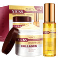 Maca Collagen Essence Deep Repair Hair Mask + Maca Essence Oil SetNourishing Moisturizing Repair for Damaged Hair Professional Hair &amp Body Care with Argan Oil for All Hair Types(16.9 oz + 1.69 o