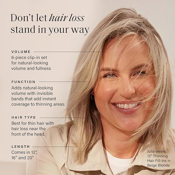 Luxy 100% Remy Human Hair Extensions for Thin Hair Thinning Hair Fill-Ins ? 6 Seamless Wefts Multi-Dimensional Color Blend - Natural-Looking Volume &amp Coverage 80 grams 16 Dimensional Beige Blonde