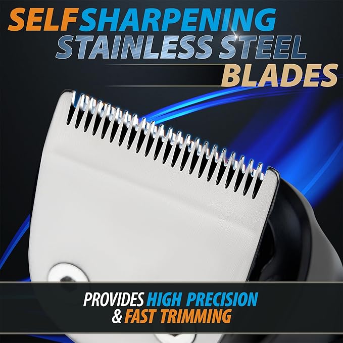 Beard Trimmer 21 Piece Mens Grooming Kit for Beard &amp Mustache Trimming Electric Shaver Nose Hair Trimmer Cordless Hair Clippers Waterproof Silver