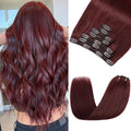 Clip in Hair Extensions Real Human Hair - 160g 20 Inch 7pcs Burgundy Red Color - Premium Soft Hair Extensions Real Human Hair Clip ins Straight Double Weft for Women (#99J 20 Inch)