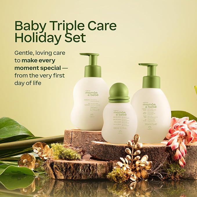 Natura ? Mom &amp Baby Triple Care Set ? Brazilian Vegan Hypoallergenic &amp Dermatologist Tested ? Moisturizer Cleanser &amp Cologne ? Mom &amp Baby Bath &amp Body Essentials