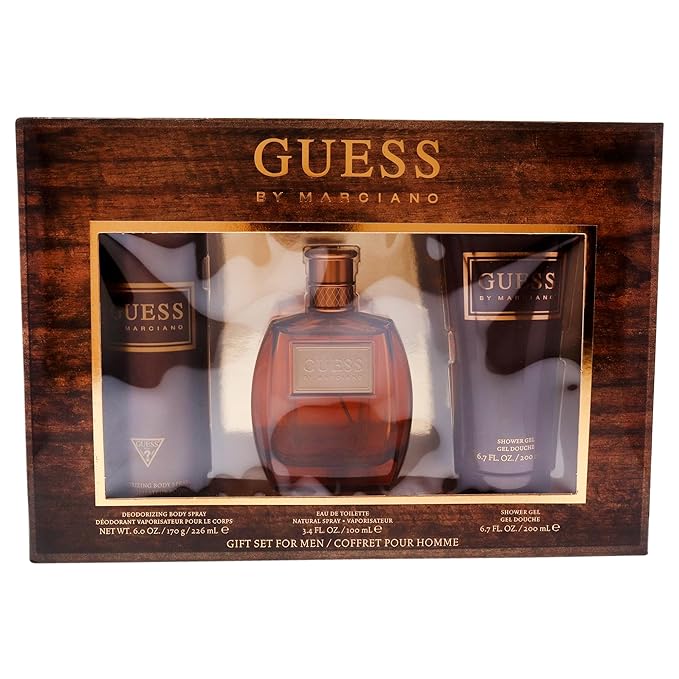 Guess by Marciano for Men - 3 Pc Gift Set 3.4oz EDT Spray 6.7oz Shower Gel 6.0oz Deodorizing Body Spray