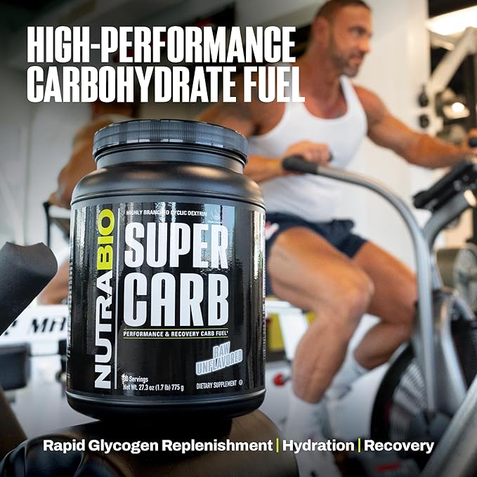 NutraBio Super Carb Carbohydrate Powder with Cluster Dextrin &amp Electrolytes Advanced Carb Supplement Powder for Workout Fuel Performance and Muscle Recovery Cyclic Dextrin Unflavored 30 Sv