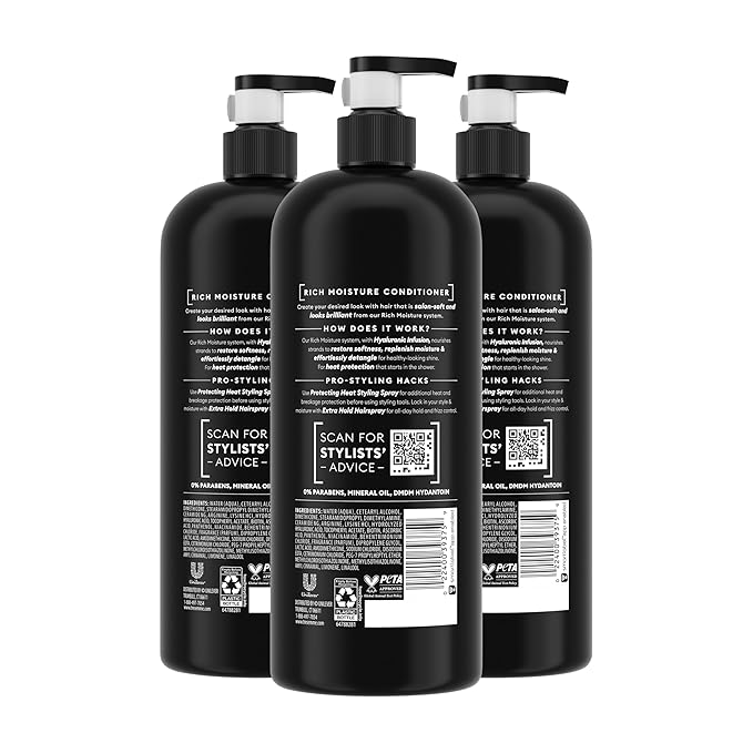 TRESemm? Moisture Rich Hydrating Conditioner 3 Count for Dry Hair Formulated With Pro Style Technology 28 Fl Oz