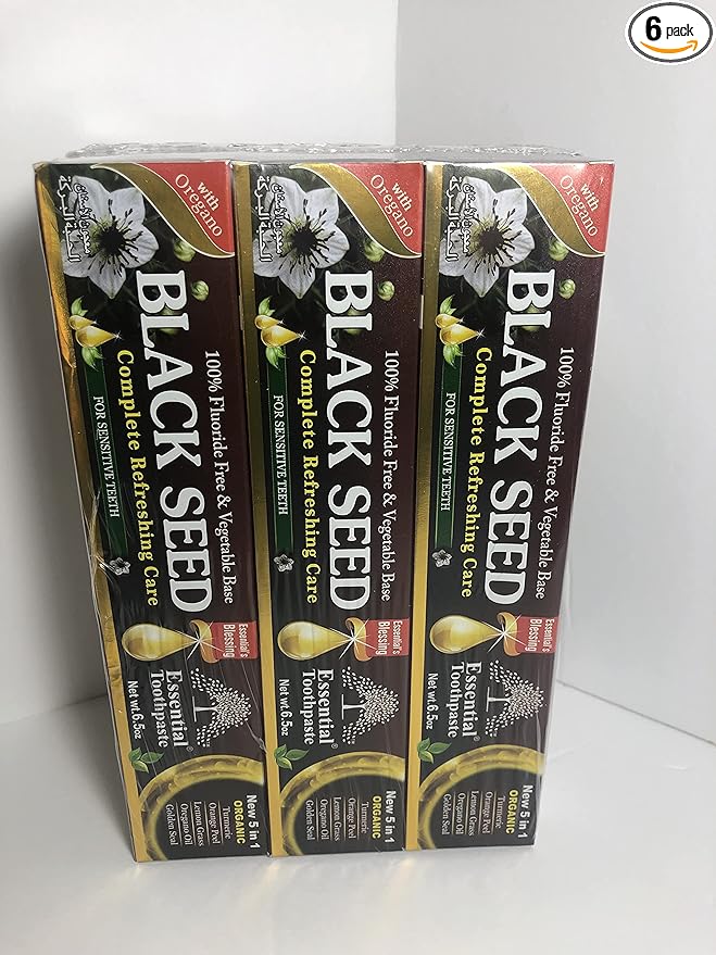 Essential Palace Organic Black Seed Toothpaste 100% Fluoride Free &amp Vegetable Base (6 pack) 6.5oz