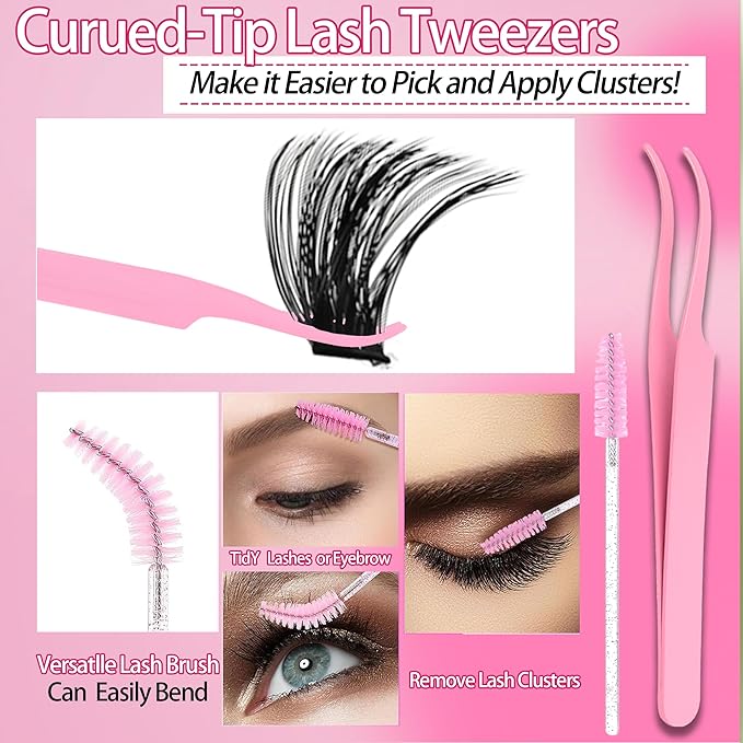 994Pcs Lashes Clusters Kit 60D/80D/100D Volume False Eyelash Extensions 10-20mm D Curl Wispy Individual Fake Eyelashes Kit Volume Studio Effect with Bond&ampSeal|Tweezers|Removers|Cleanser