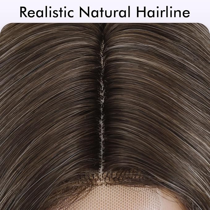 FAVE Long Blonde Wig Natural Ombre Blonde Wavy Wigs Middle Part Blond Wig with Natural Gradient Roots Daily Wigs for White Women