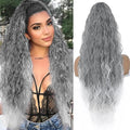 Claw Clip in Ponytail Extension 30 Inch Long Wave Curly Pony Tail Hair Extensions for Women fluffy Natural Looking Synthetic Hairpiece for Daily Use(Omber Grey 30Inch)