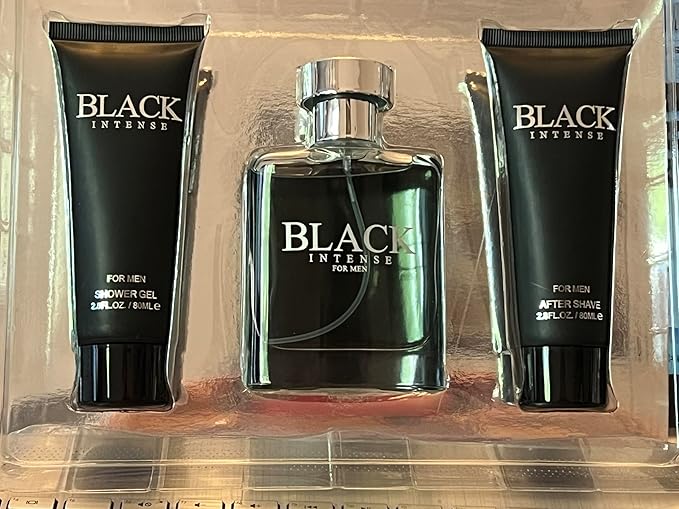 Black Intense For Men Gift Set Shower Gel 2.8 Fl Oz Eau de Toilette 1.7 Fl Oz After Shave 2.8 Fl Oz - Notes: Sage Absinthe Lemon