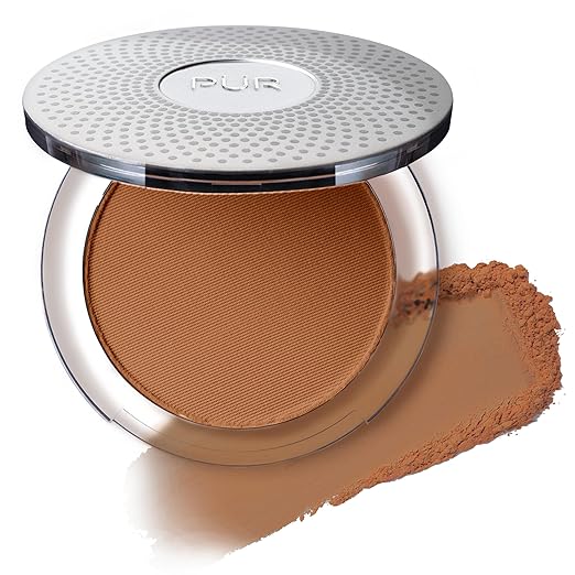 P?R MINERALS 4-in-1 Pressed Mineral Makeup Powder Foundation with SPF 15 - Concealer &amp Finishing Compact Pressed Powder for Face - Buildable Medium to Full Coverage Foundation Powder