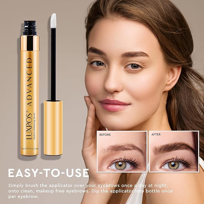 LUXROS Advanced Growth Serum for Full Thick Eyebrows - USA Made See Results in 4-8 Weeks (5 ml)